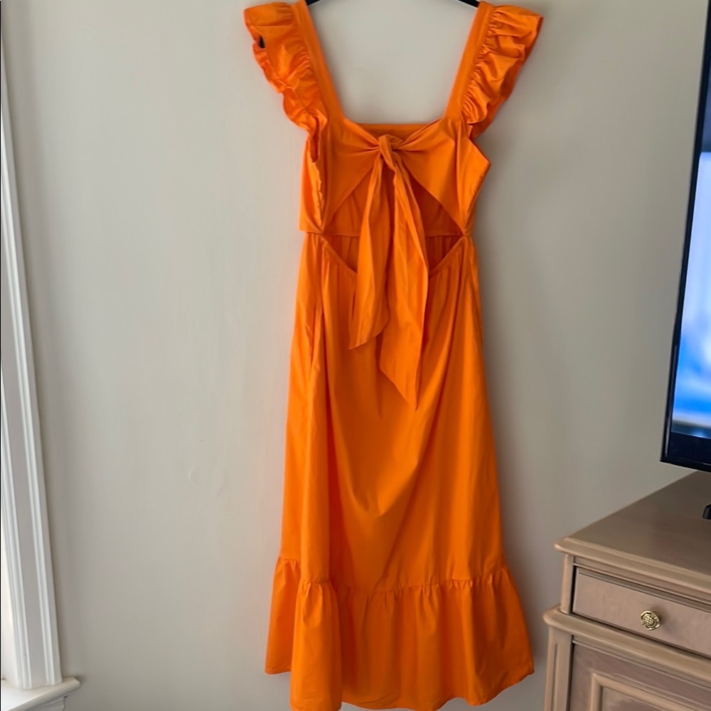 Adelyn Rae Orange Ruffle Poplin Dress - Picture 2 of 7